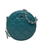 Chanel Quilted CC Logo Mini Chain Classic Shoulder Bag Green Caviar Leather