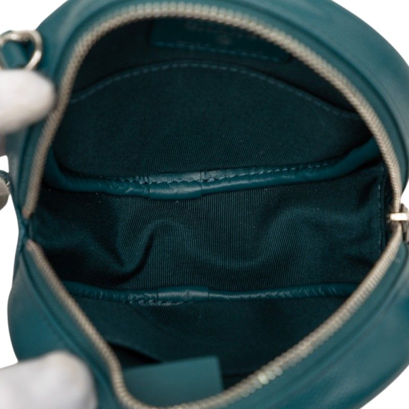 Chanel Quilted CC Logo Mini Chain Classic Shoulder Bag Green Caviar Leather — view 6