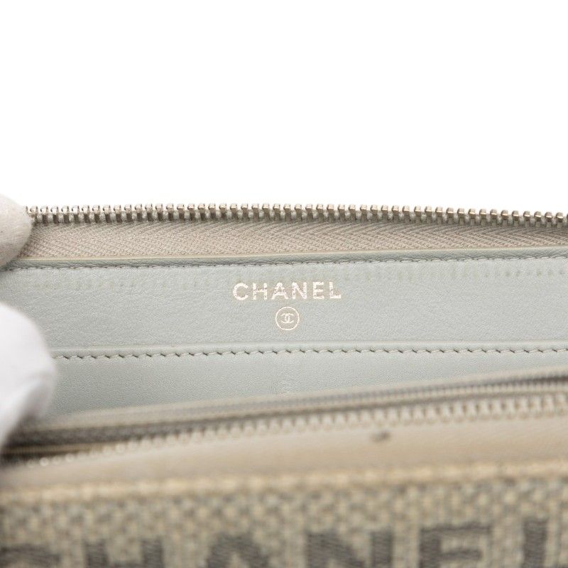Chanel Deauville Line Zip Around Wallet Gray Tweed — view 8