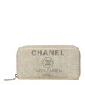 Chanel Deauville Line Zip Around Wallet Gray Tweed