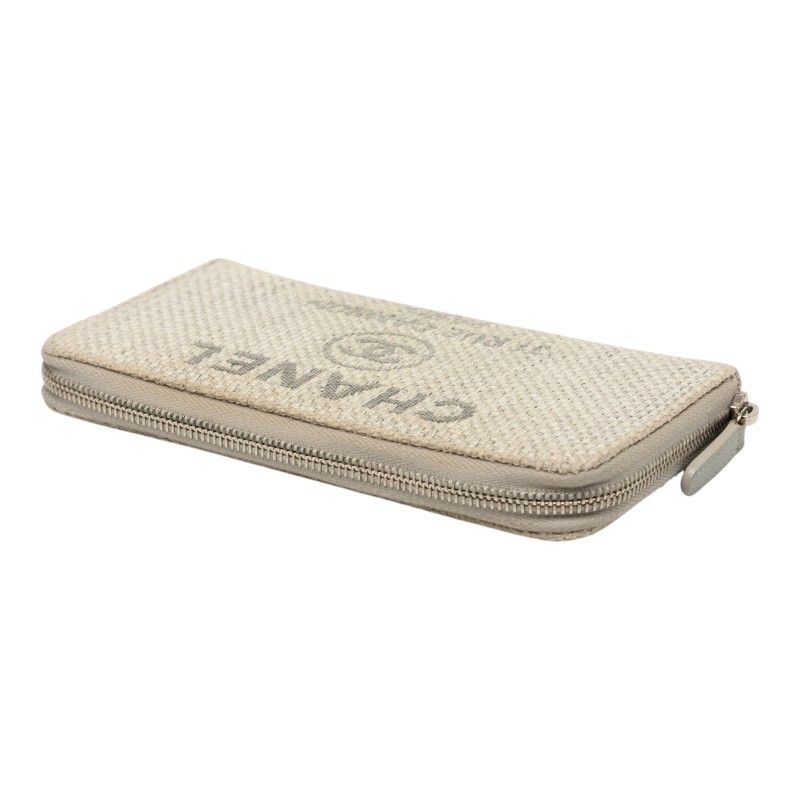 Chanel Deauville Line Zip Around Wallet Gray Tweed — view 5