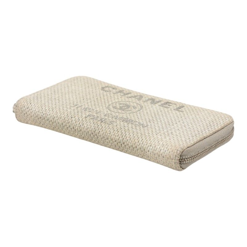 Chanel Deauville Line Zip Around Wallet Gray Tweed — view 4