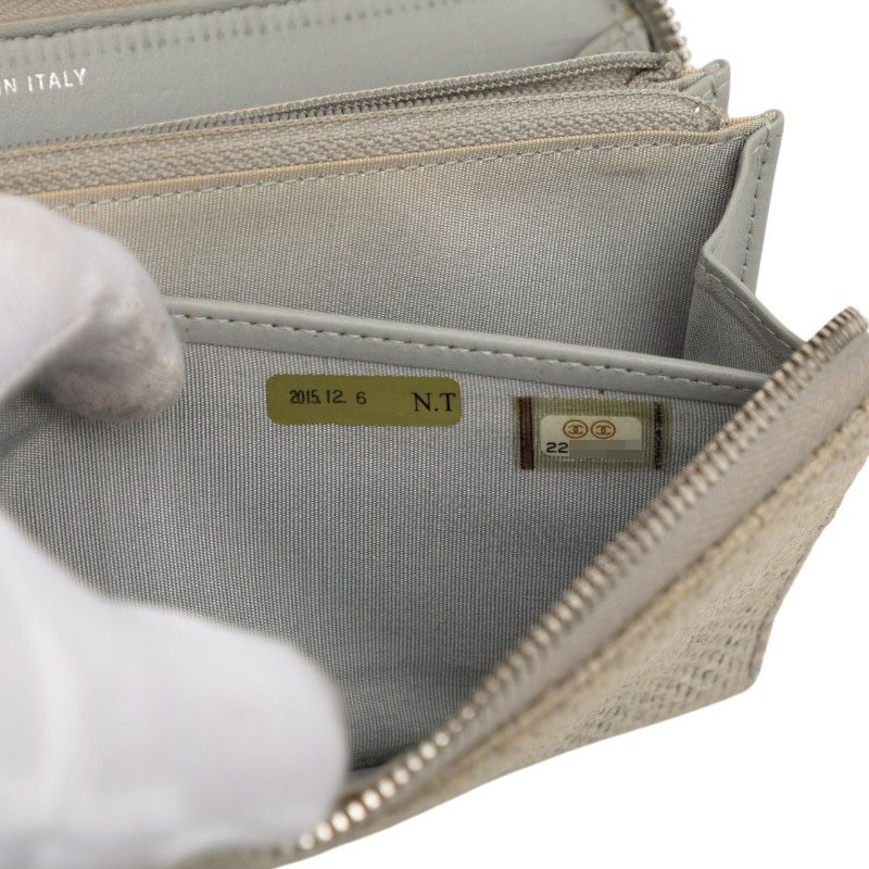 Chanel Deauville Line Zip Around Wallet Gray Tweed — view 9