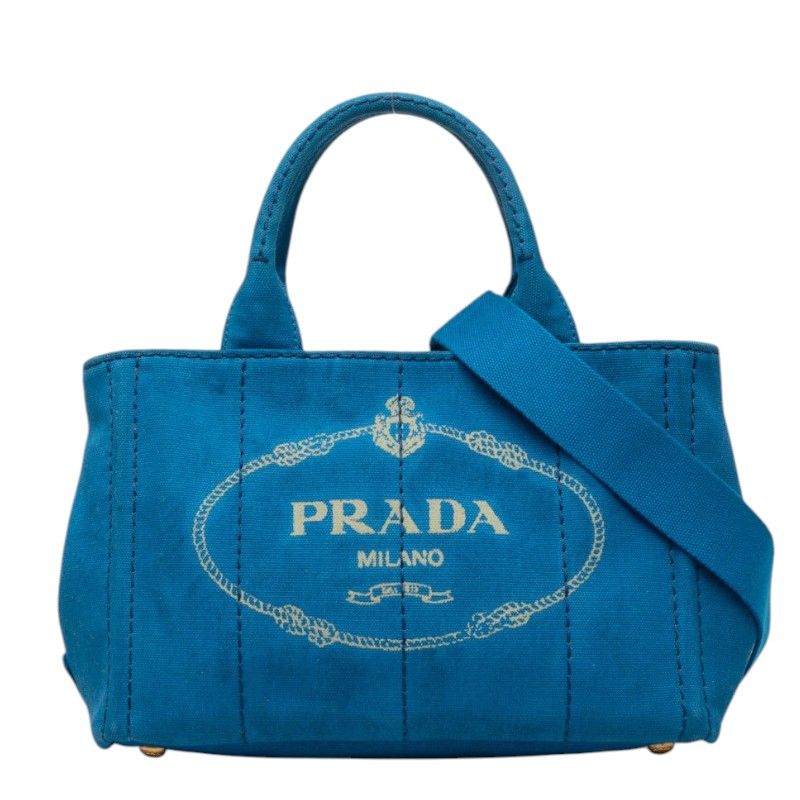 Prada Canapa 2-Way Shoulder Bag Blue Canvas