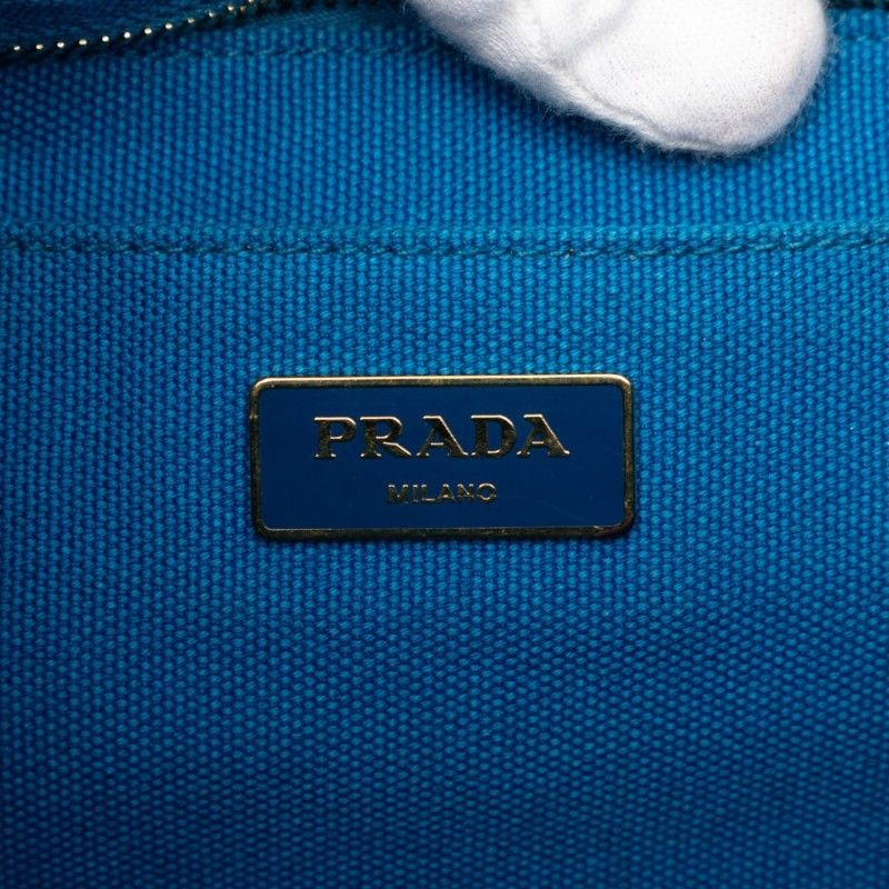 Prada Canapa 2-Way Shoulder Bag Blue Canvas — view 9