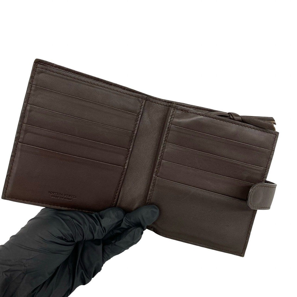 Bottega Veneta Intrecciato Leather Bifold Wallet Mini Card Case Brown — view 7