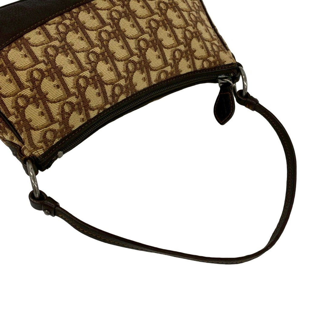 Dior Vintage Trotter Pattern CD Logo Canvas Leather Handbag Brown — view 4