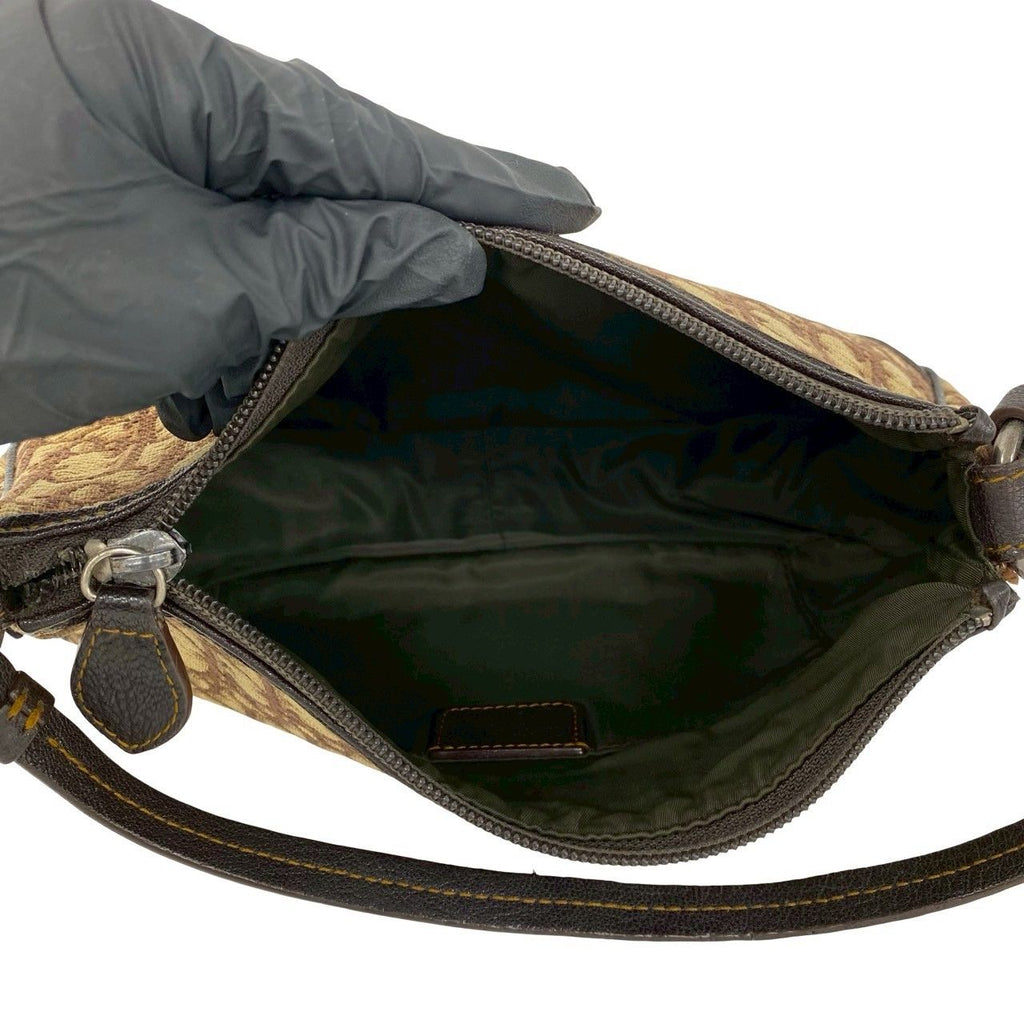 Dior Vintage Trotter Pattern CD Logo Canvas Leather Handbag Brown — view 9