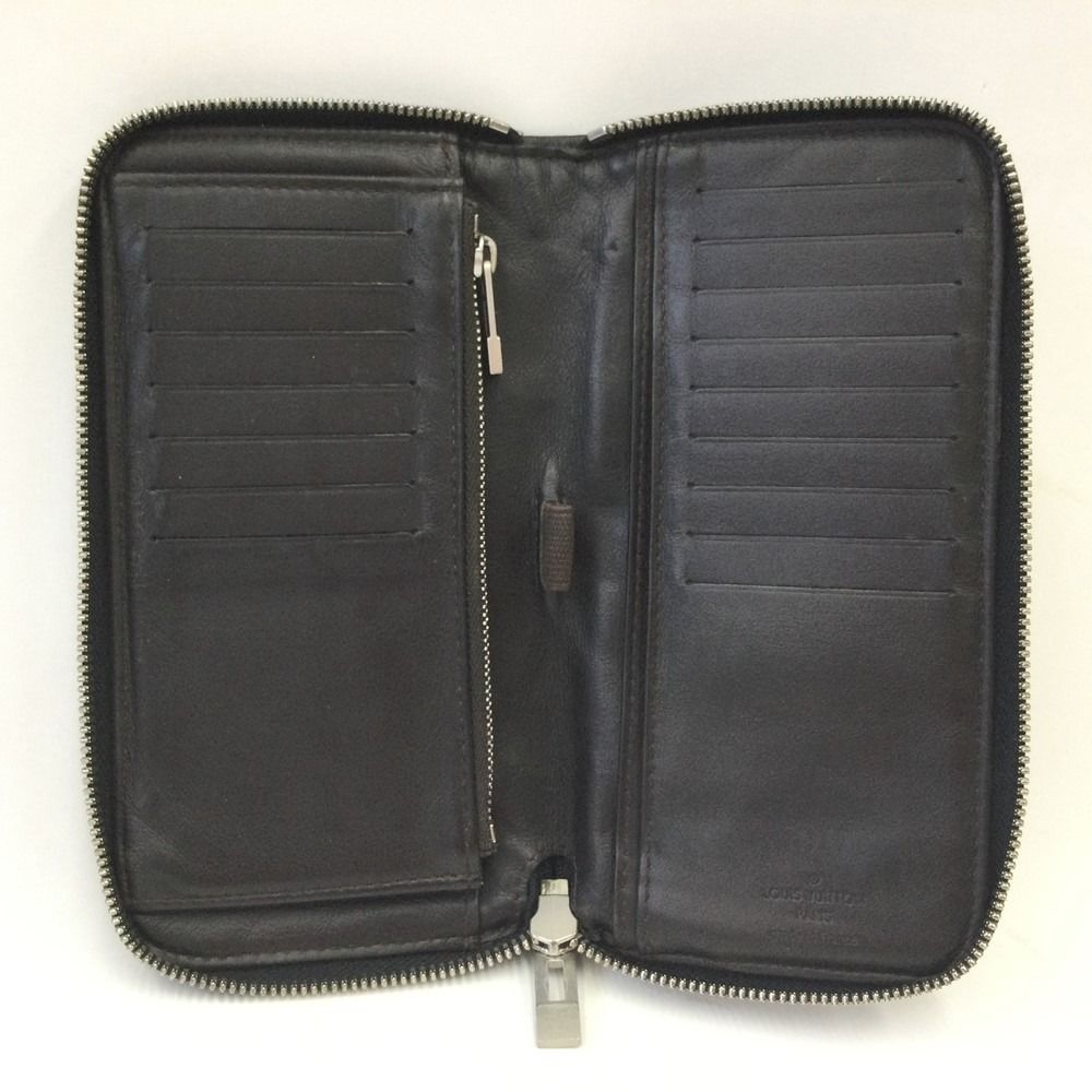 Louis Vuitton Damier Geant Portefeuille Longippe Zip Around Wallet Black — view 5