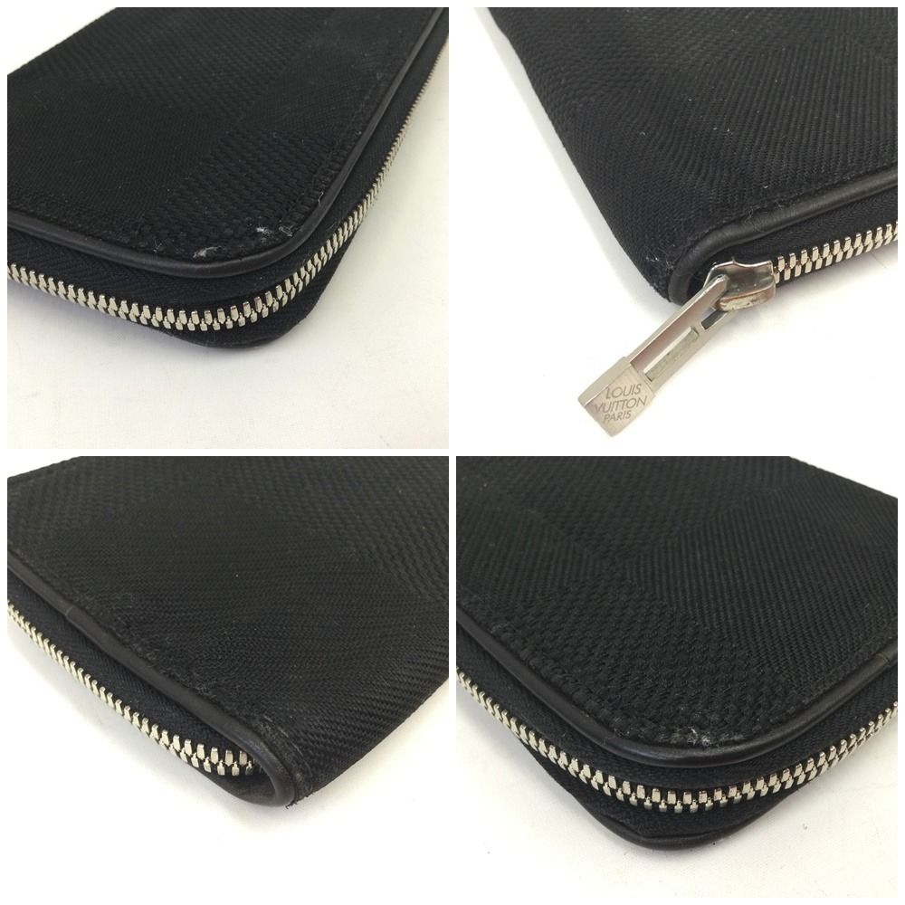 Louis Vuitton Damier Geant Portefeuille Longippe Zip Around Wallet Black — view 4