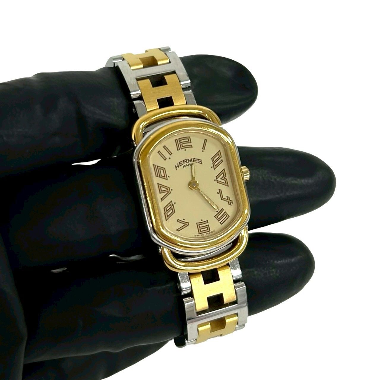 Hermes Vintage Rallye Stainless Steel Quartz Wrist Watch Silver — view 5
