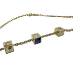 Louis Vuitton Necklace Collier Gamble Gold Blue Stone Cube Simple — view 2