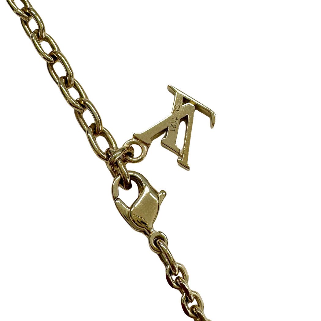 Louis Vuitton Necklace Collier Gamble Gold Blue Stone Cube Simple — view 5
