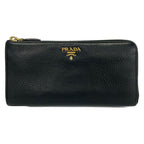 Prada Wallet Black L-shaped Zipper Leather
