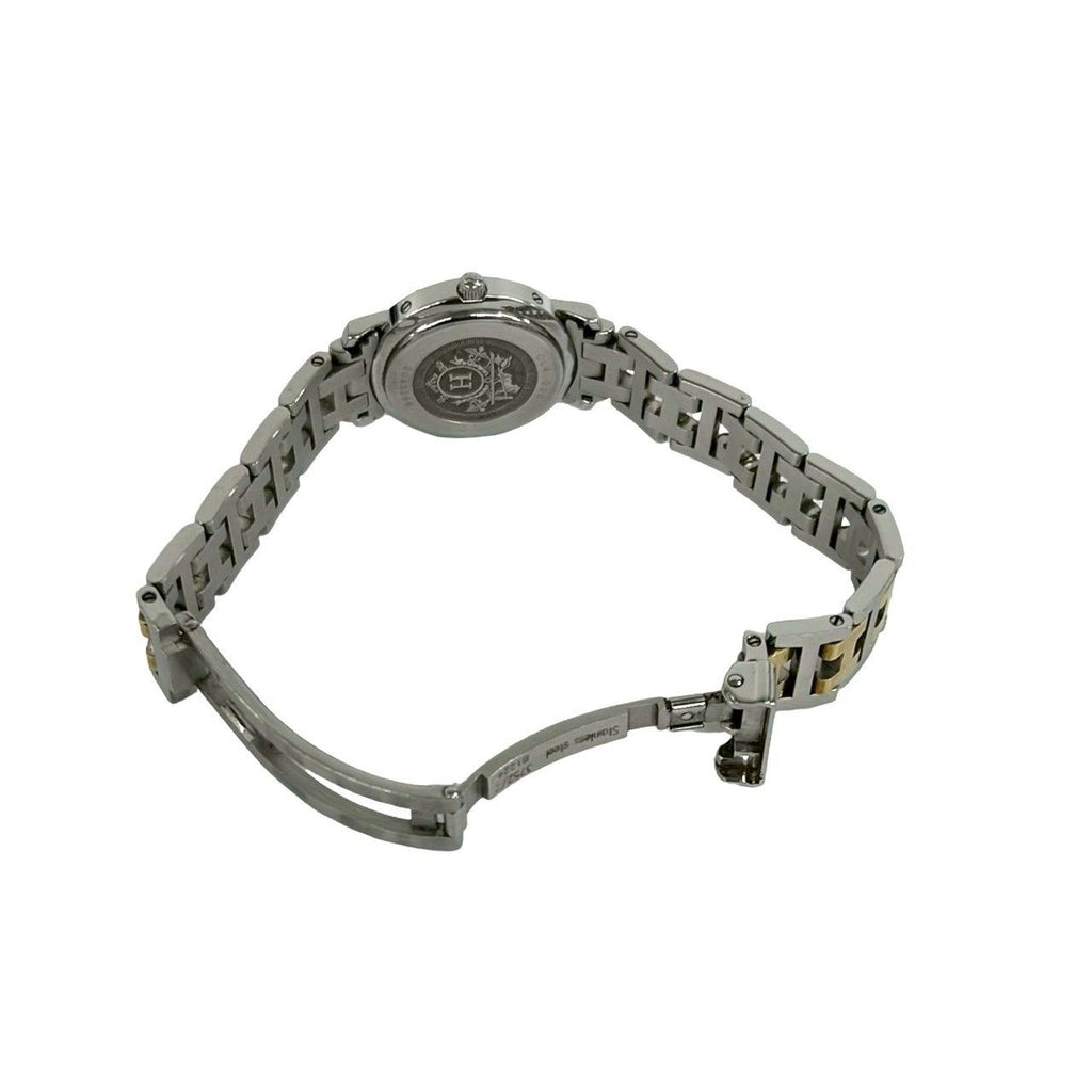 Hermes Clipper Stainless Steel Quartz Watch Wristwatch Silver Gold — view 9