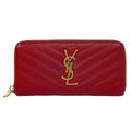 Saint Laurent YSL Cassandra Stitch Leather Zip Around Wallet