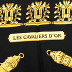 Hermes Carre 90 les Cavaliers D'or Yellow Gold Knight Scarf Black Silk — view 3