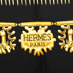 Hermes Carre 90 les Cavaliers D'or Yellow Gold Knight Scarf Black Silk — view 5