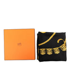Hermes Carre 90 les Cavaliers D'or Yellow Gold Knight Scarf Black Silk — view 8