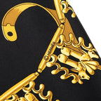 Hermes Carre 90 les Cavaliers D'or Yellow Gold Knight Scarf Black Silk — view 6