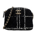 Chanel Shoulder Bag Tweed Chain CC Logo Black White Gold