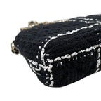 Chanel Shoulder Bag Tweed Chain CC Logo Black White Gold — view 6