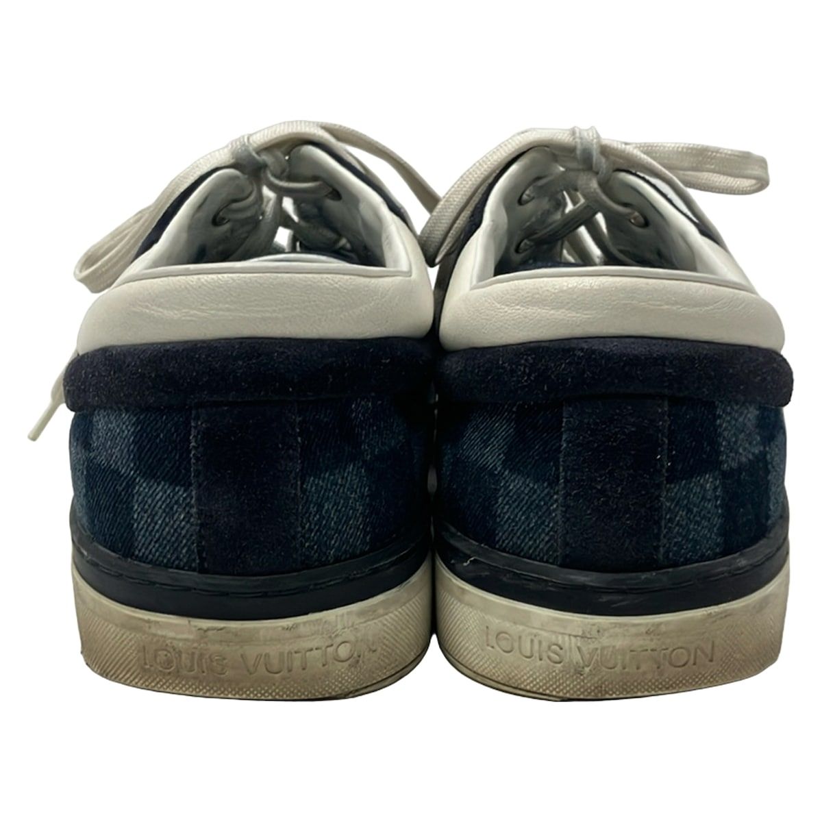 Louis Vuitton Sneakers 6.5 Dark Navy White Damier Pattern Leather — view 3