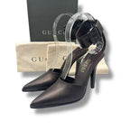 Gucci High Heels Sandal Logo Leather Brown