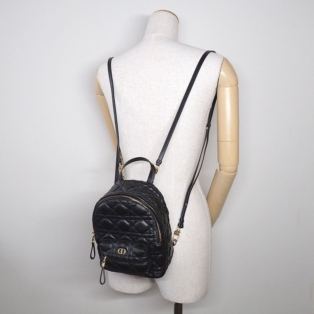 Dior Backpack Cannage Mini Black Lambskin Gold — view 9