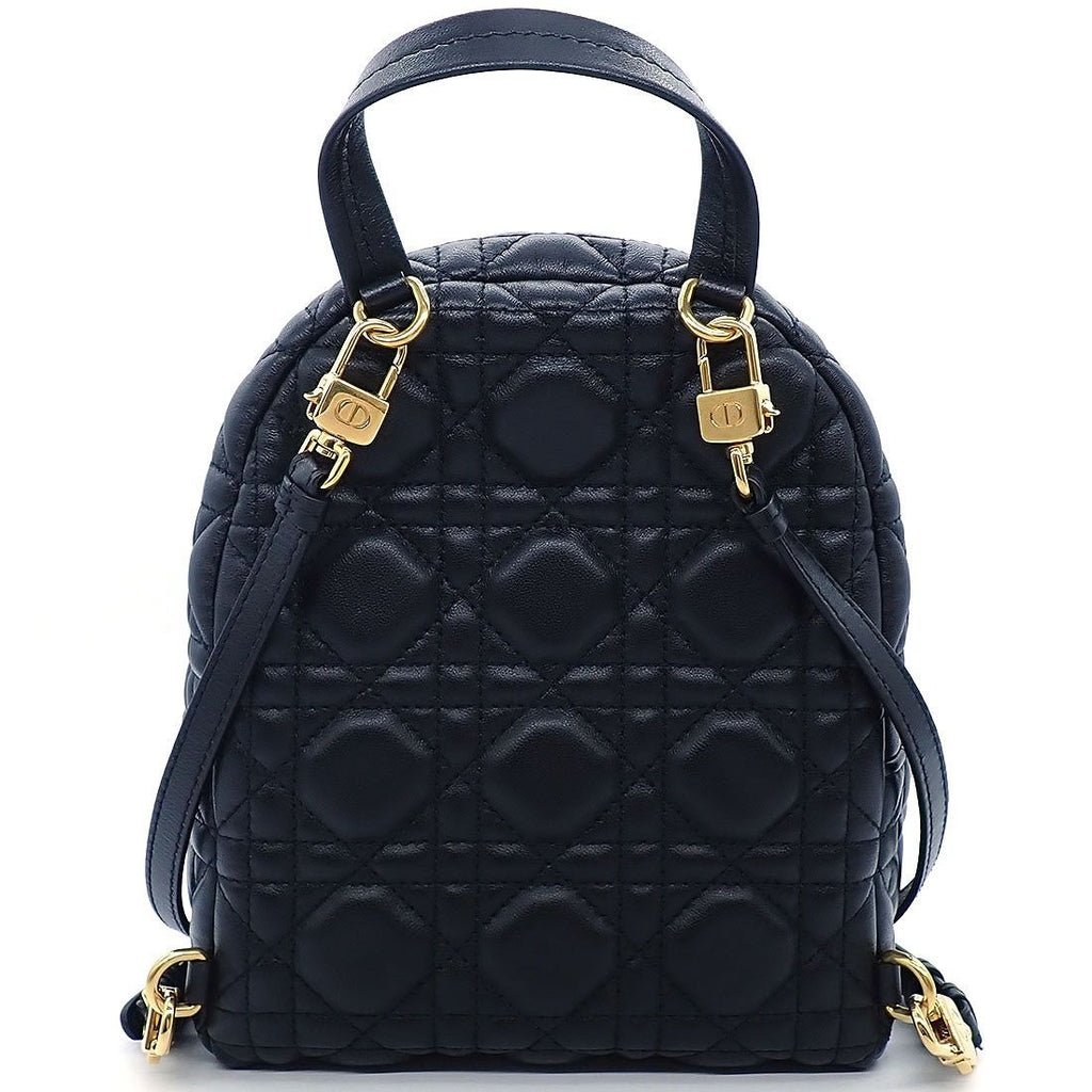 Dior Backpack Cannage Mini Black Lambskin Gold — view 2