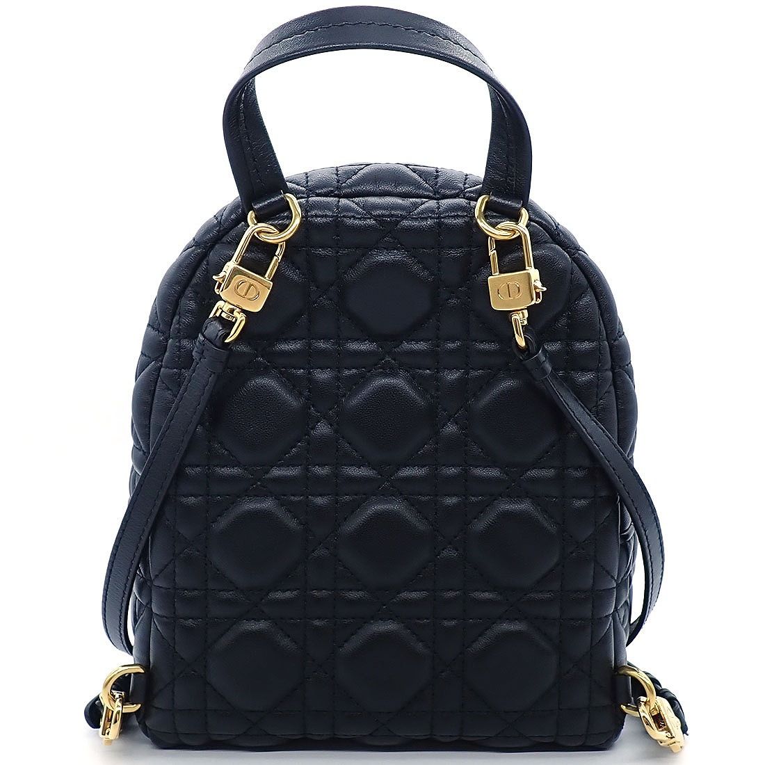 Dior Backpack Cannage Mini Black Lambskin Gold — view 2