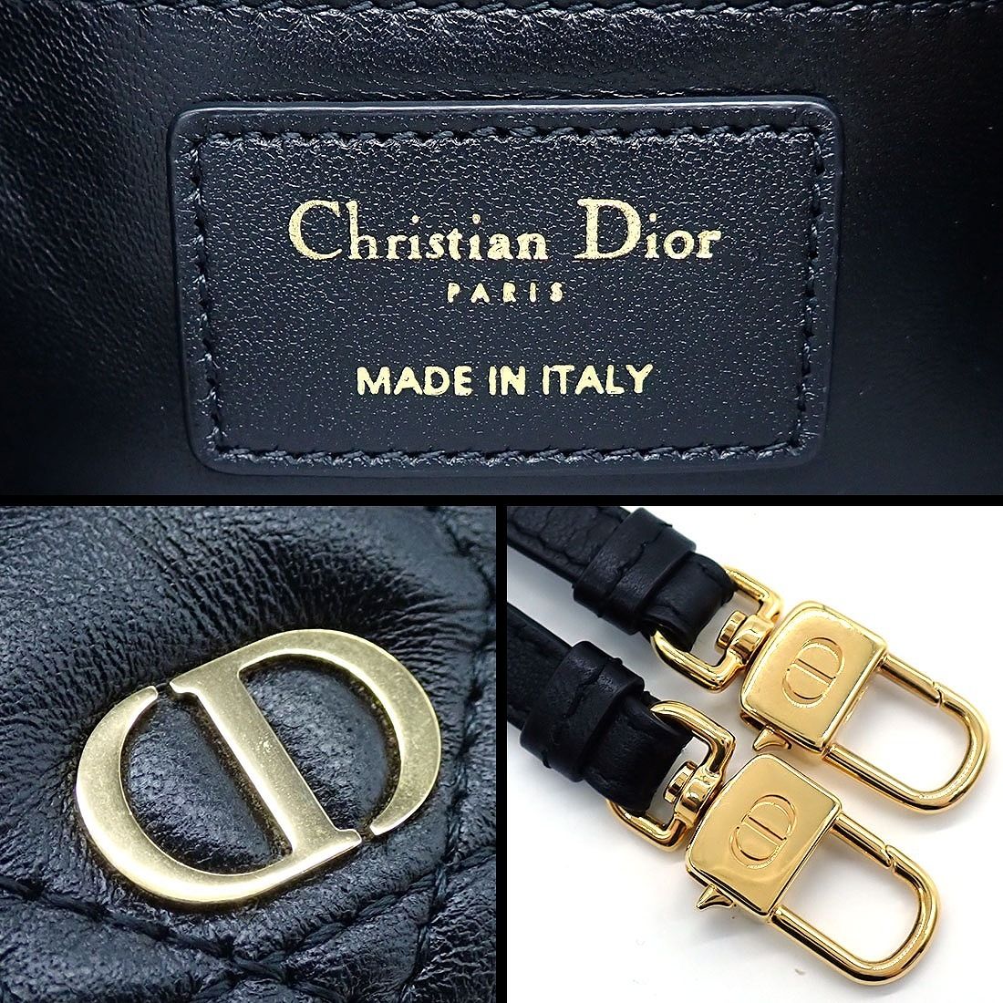 Dior Backpack Cannage Mini Black Lambskin Gold — view 6
