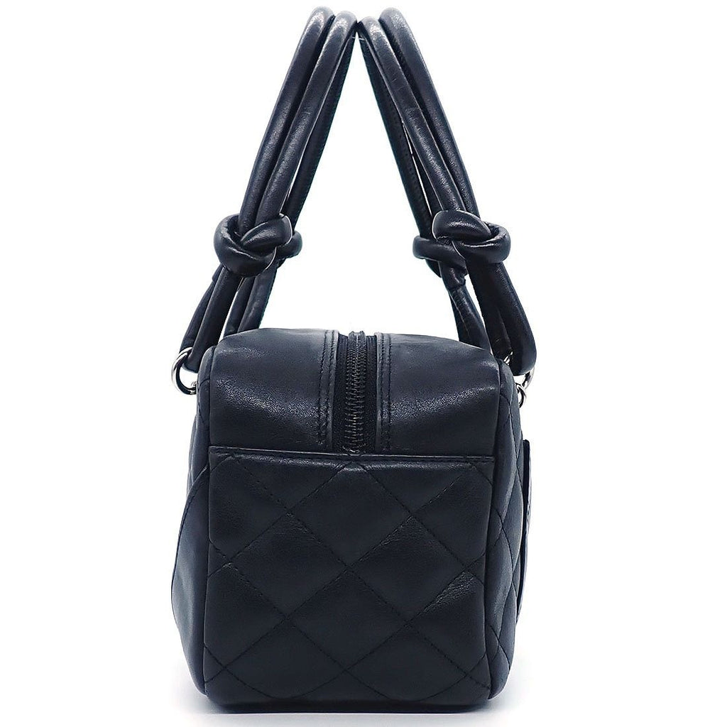 Chanel Handbag Cambon Line Mini Bowling Black Pink Lambskin Silver — view 3