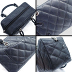 Chanel Handbag Cambon Line Mini Bowling Black Pink Lambskin Silver — view 8