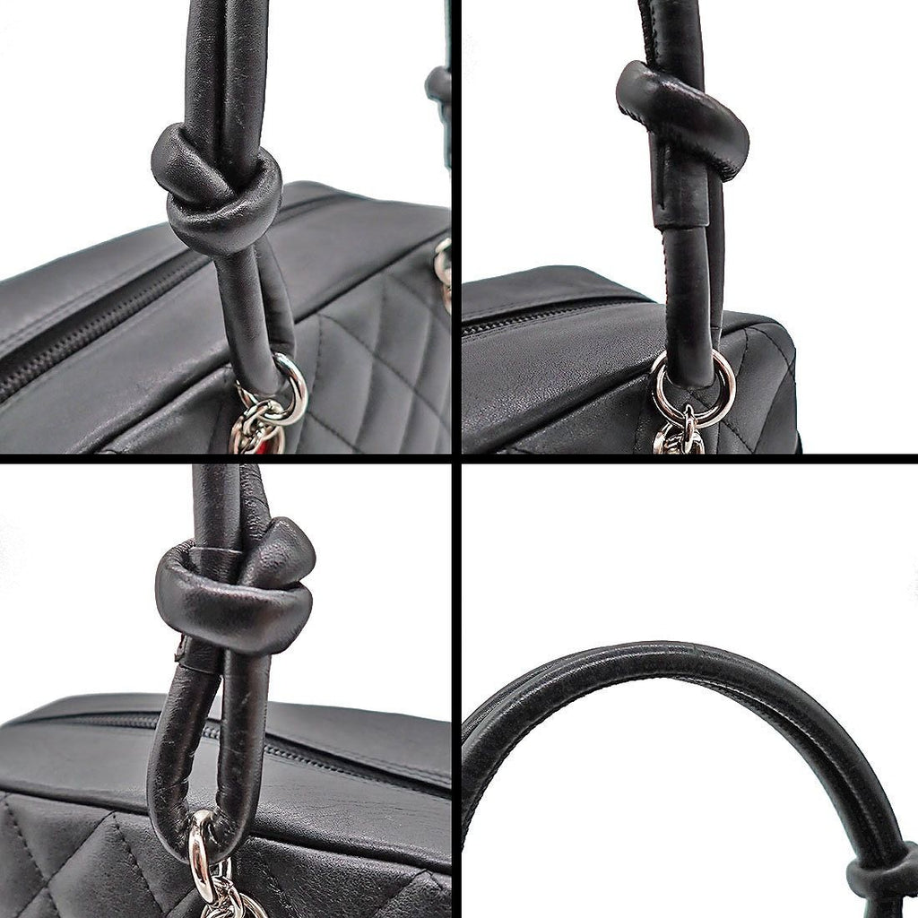 Chanel Handbag Cambon Line Mini Bowling Black Pink Lambskin Silver — view 9
