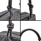 Chanel Handbag Cambon Line Mini Bowling Black Pink Lambskin Silver — view 9