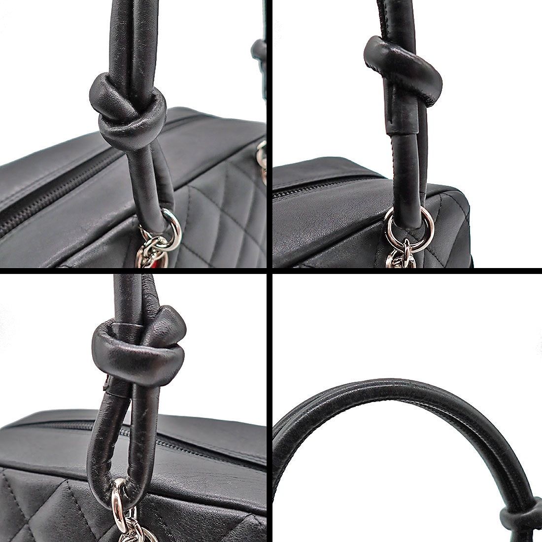 Chanel Handbag Cambon Line Mini Bowling Black Pink Lambskin Silver — view 9