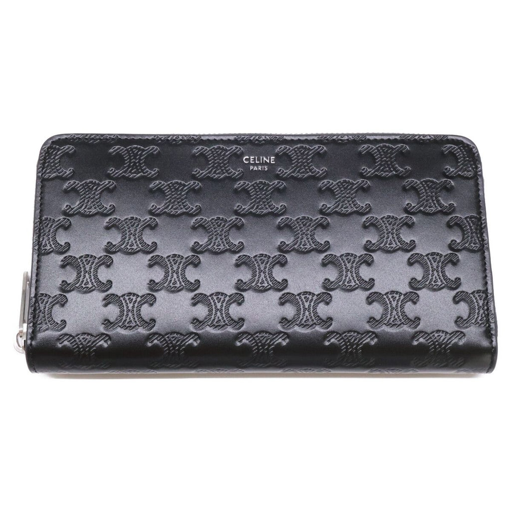 Celine Large Zip Wallet Triomphe Embossed Calfskin
