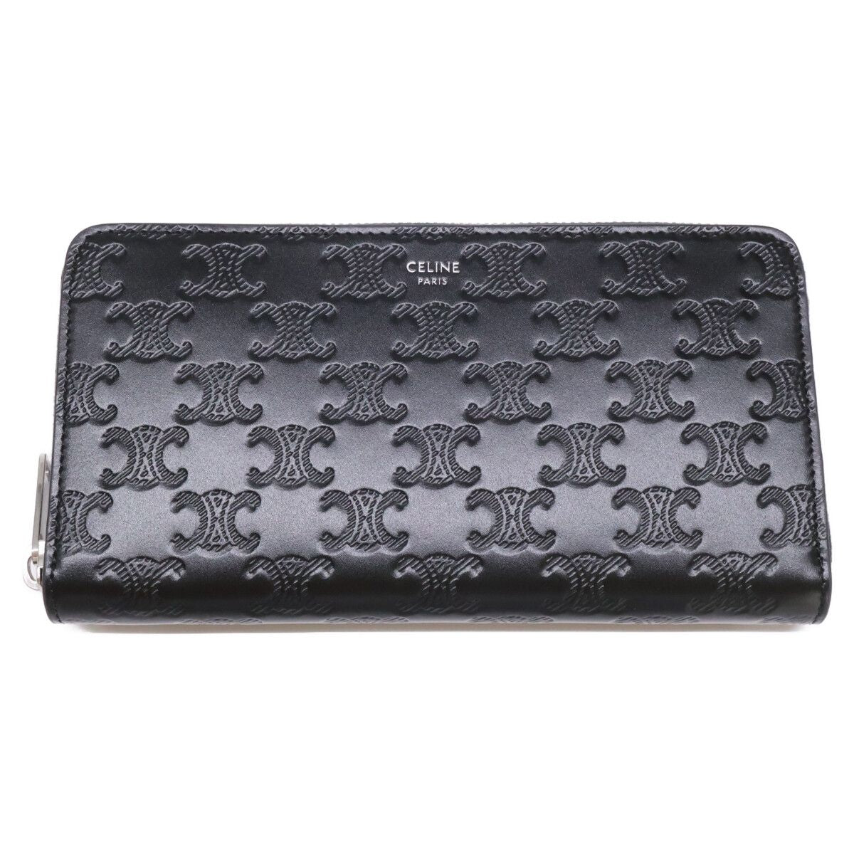 Celine Large Zip Wallet Triomphe Embossed Calfskin