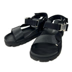 Prada Leather Nylon Buckle Strap Sandals