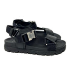 Prada Leather Nylon Buckle Strap Sandals — view 4