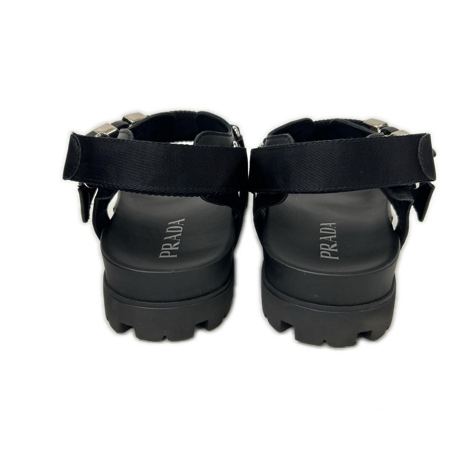Prada Leather Nylon Buckle Strap Sandals — view 3
