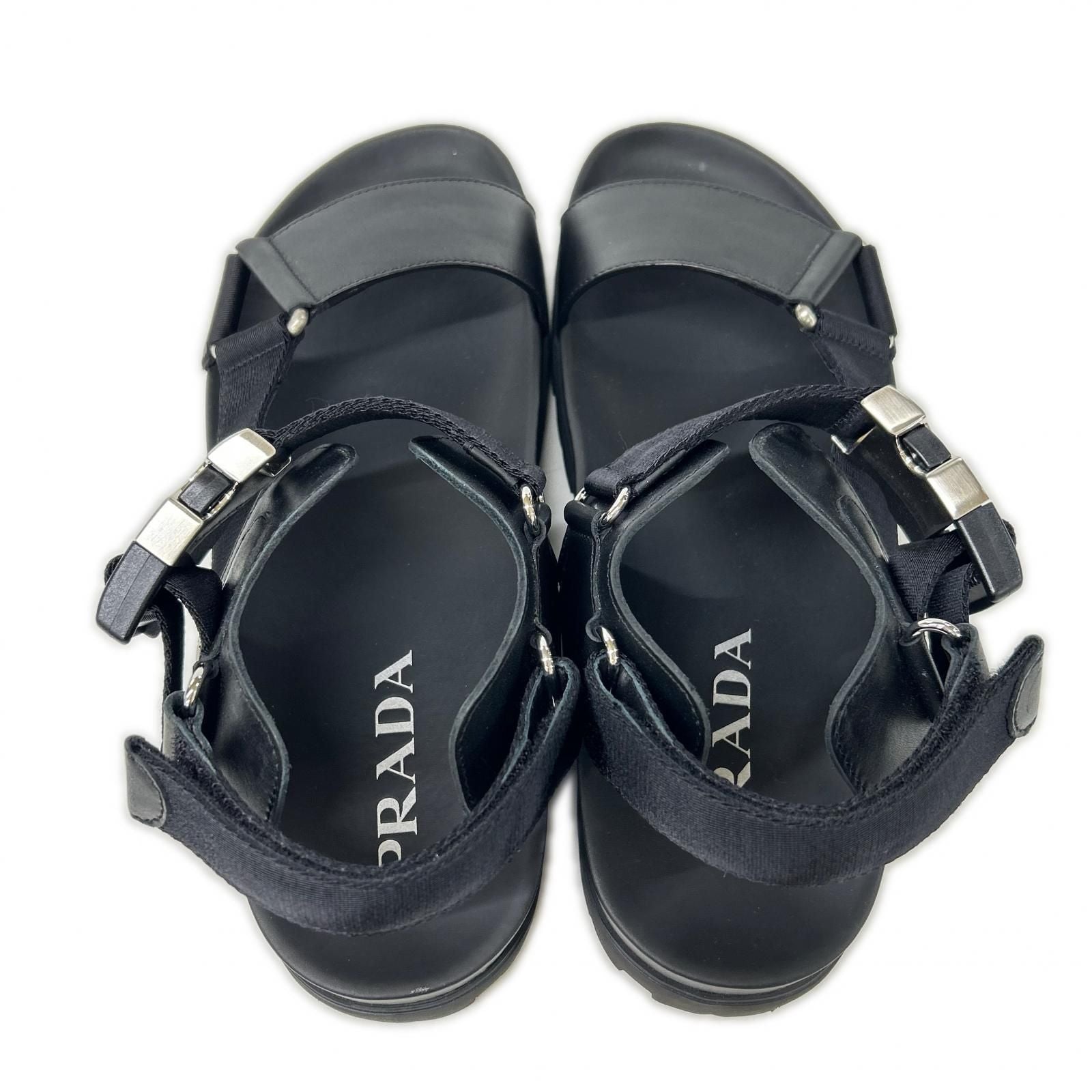 Prada Leather Nylon Buckle Strap Sandals — view 5