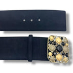 Chanel Gripoix Belt Rhinestone Suede Black — view 3