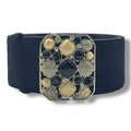 Chanel Gripoix Belt Rhinestone Suede Black