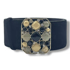 Chanel Gripoix Belt Rhinestone Suede Black