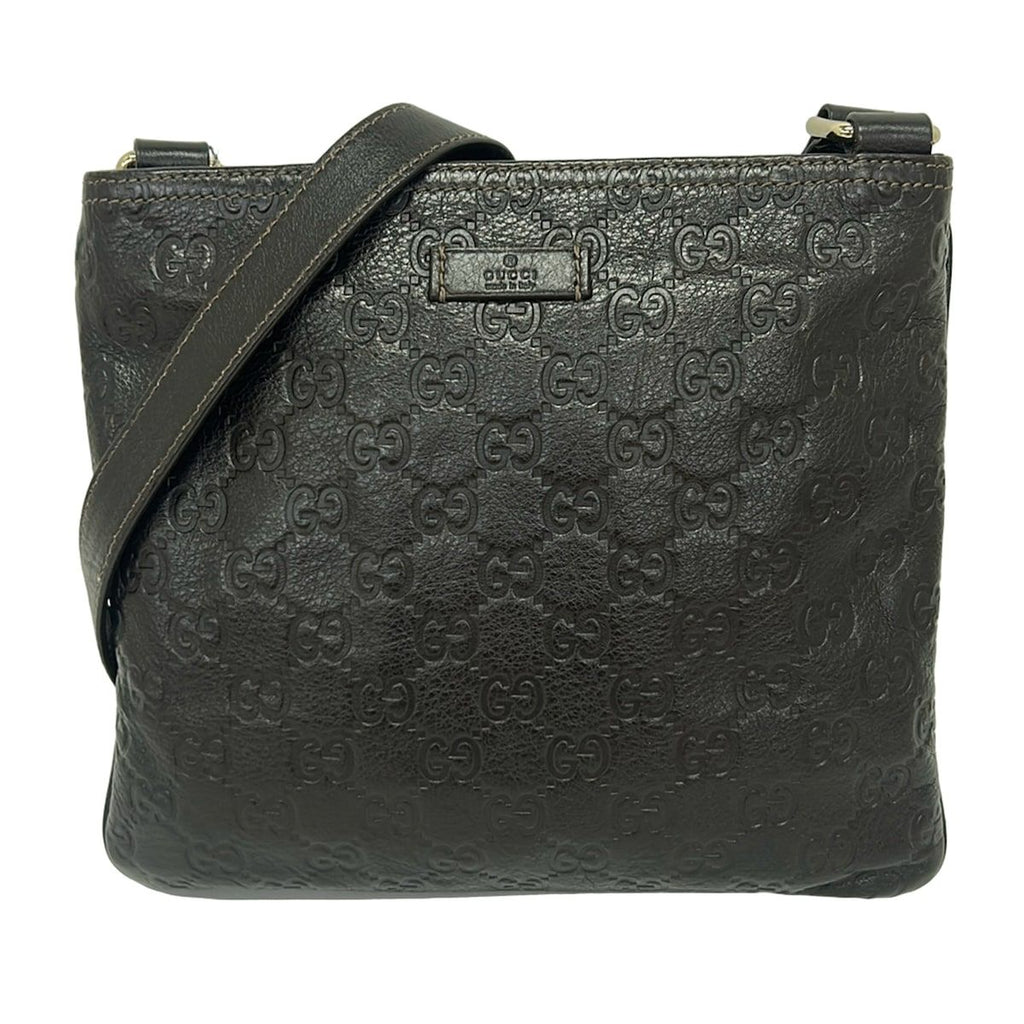 Gucci Shoulder Bag Guccissima Line Dark Brown Leather