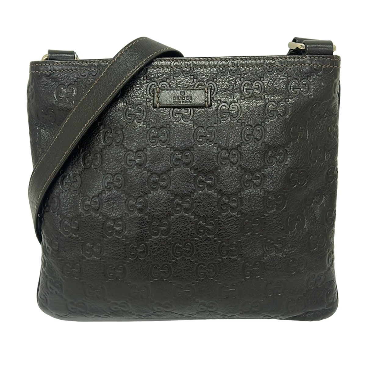 Gucci Shoulder Bag Guccissima Line Dark Brown Leather