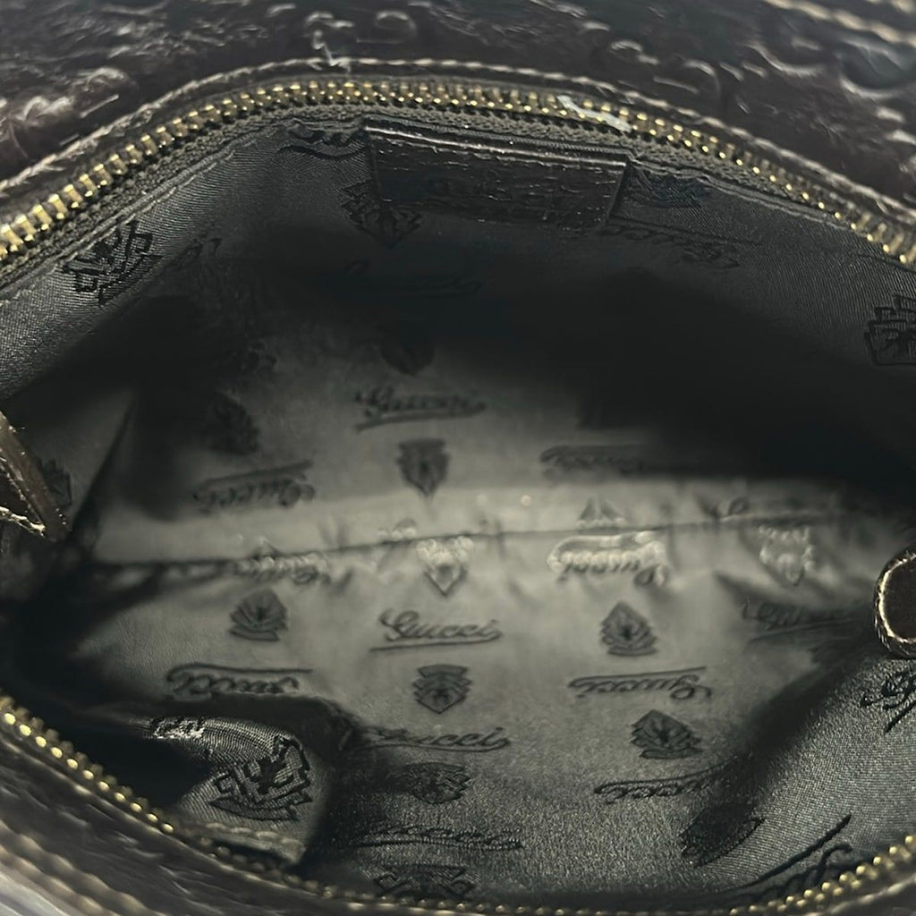 Gucci Shoulder Bag Guccissima Line Dark Brown Leather — view 7