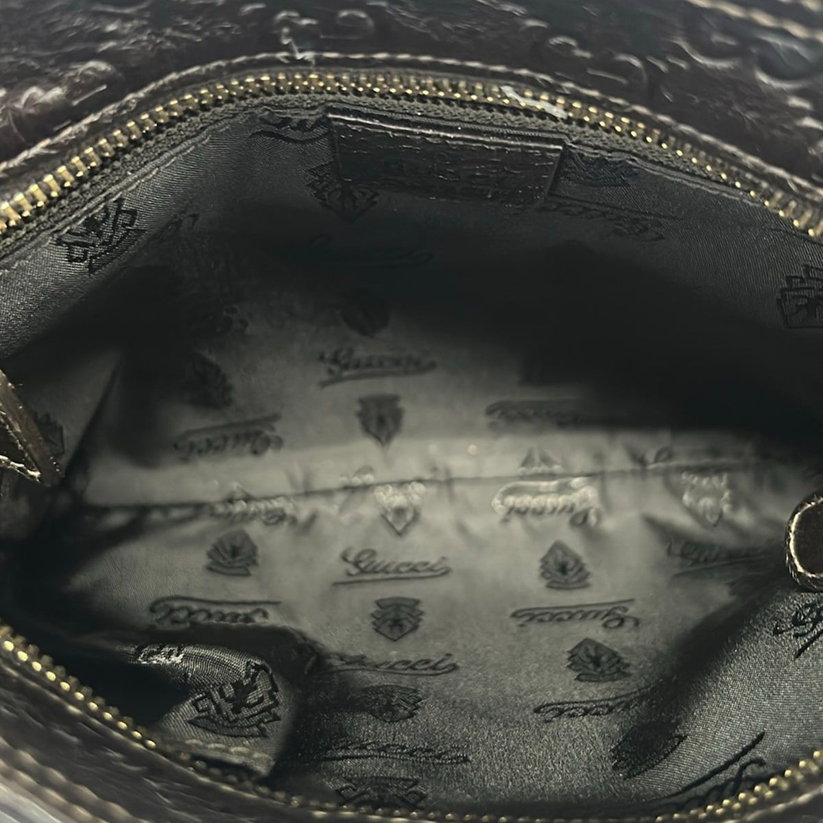 Gucci Shoulder Bag Guccissima Line Dark Brown Leather — view 7